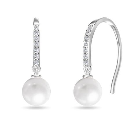 Sterling Silver Pearl And Crystal Earrings