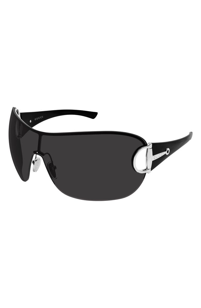 Gucci 99mm Polarized Shield Sunglasses, Alternate, color, Silver