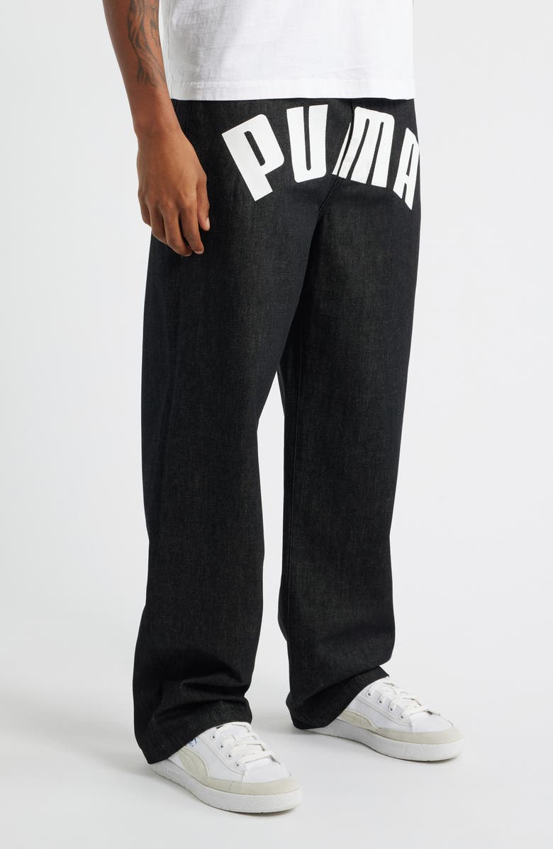PUMA x A$AP Rocky Relaxed Fit Logo Jeans, Alternate, color, Puma Black/ Denim