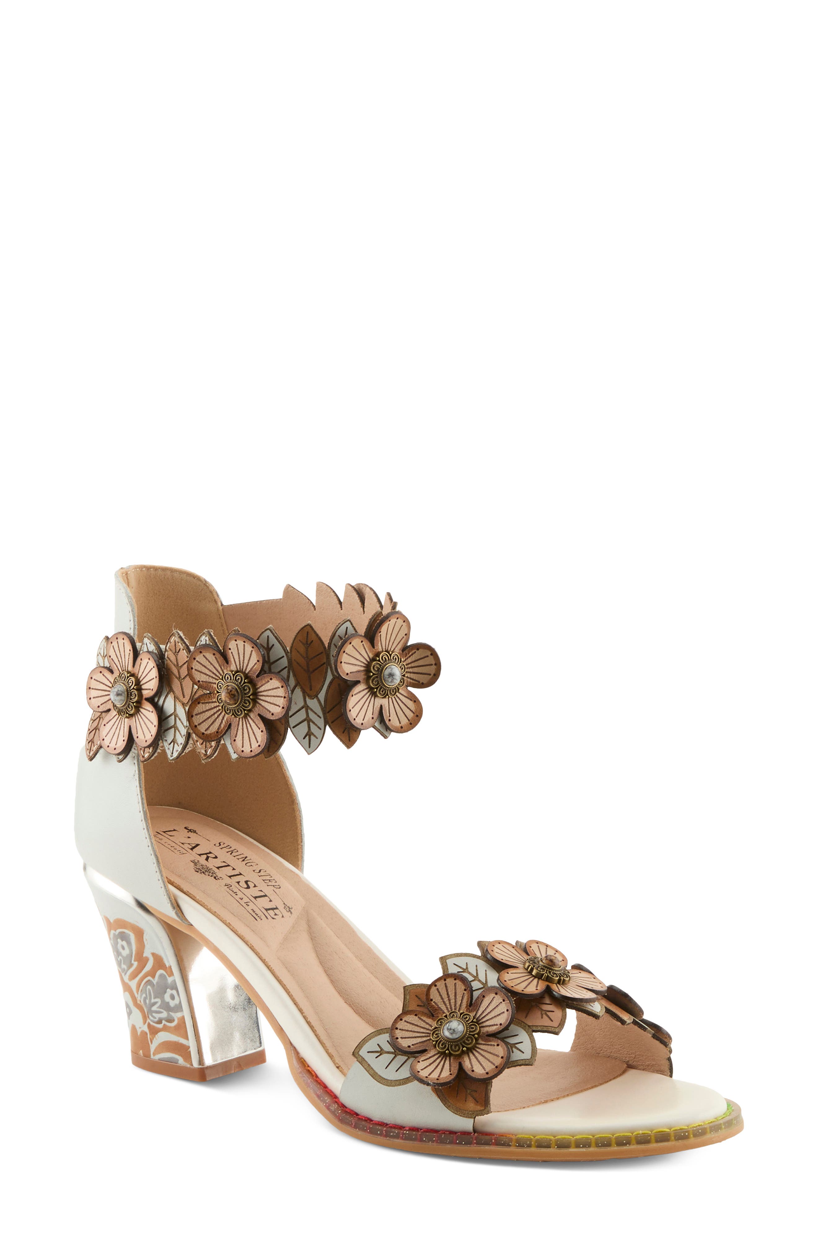 L'Artiste by Spring Step Double Love Ankle Strap Sandal, Main, color, White Multi