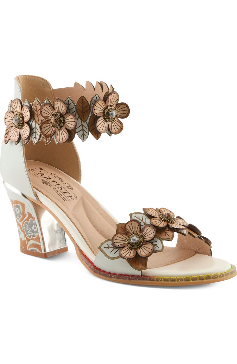 L'Artiste by Spring Step Double Love Ankle Strap Sandal, Main, color, White Multi