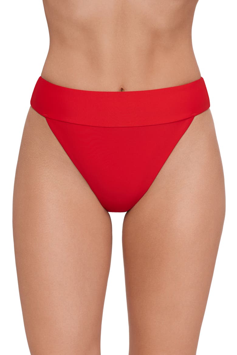Banded High Leg Bikini Bottoms, Main, color, CHERRY RED