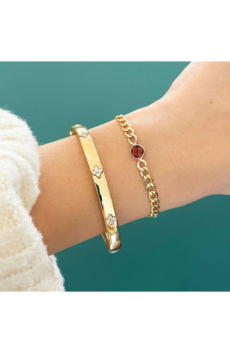 The Lovery Fine Jewelry Garnet Bezel Curb Bracelet, Alternate, color, Garnet