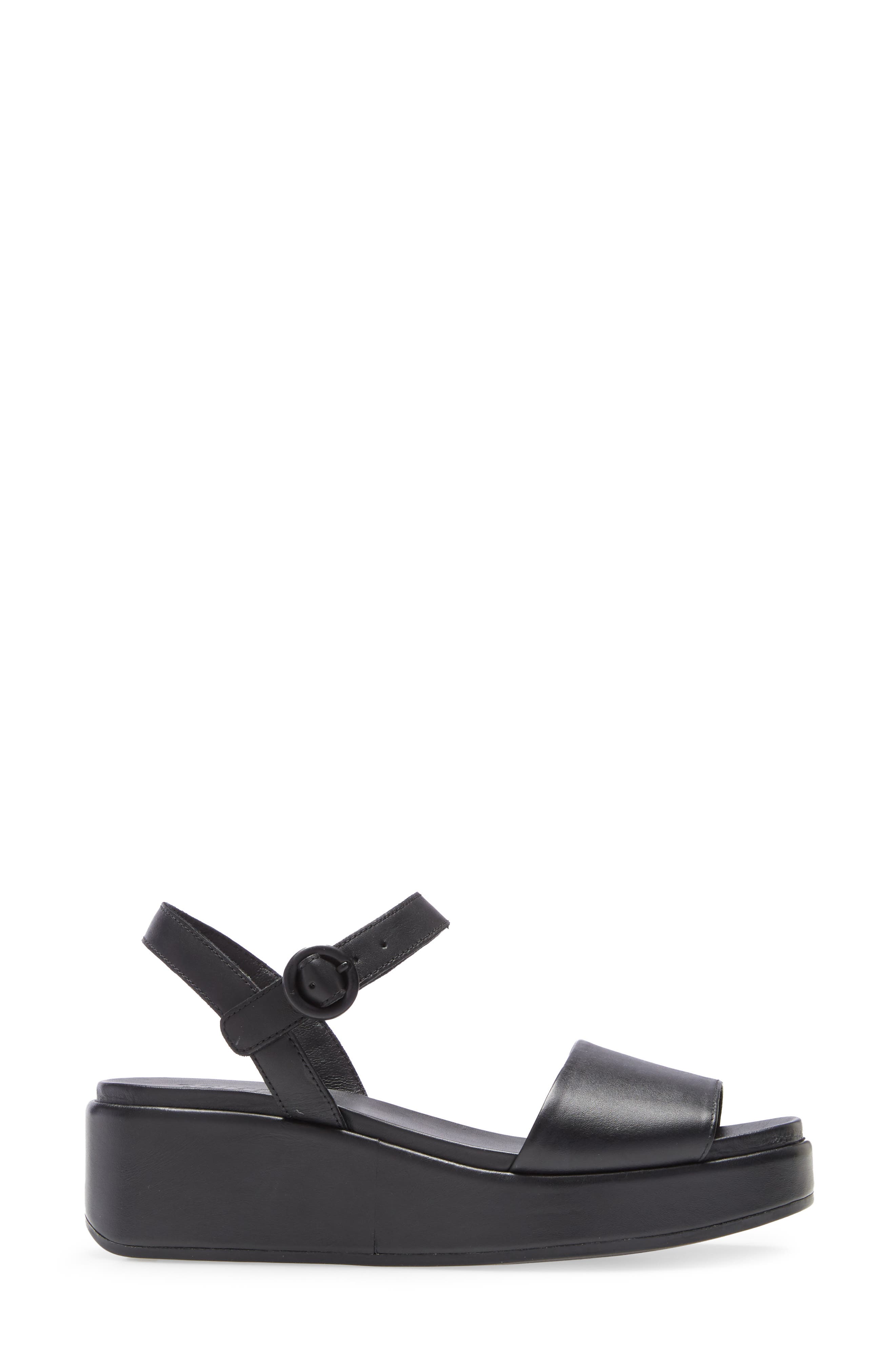 Camper Misia Platform Wedge Sandal, Alternate, color, New Black Leather