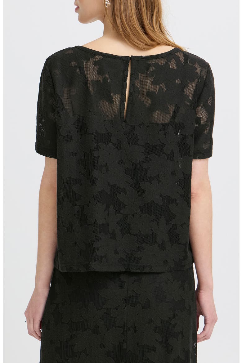 Short Sleeve Lace Shirt, Alternate, color, BLACK