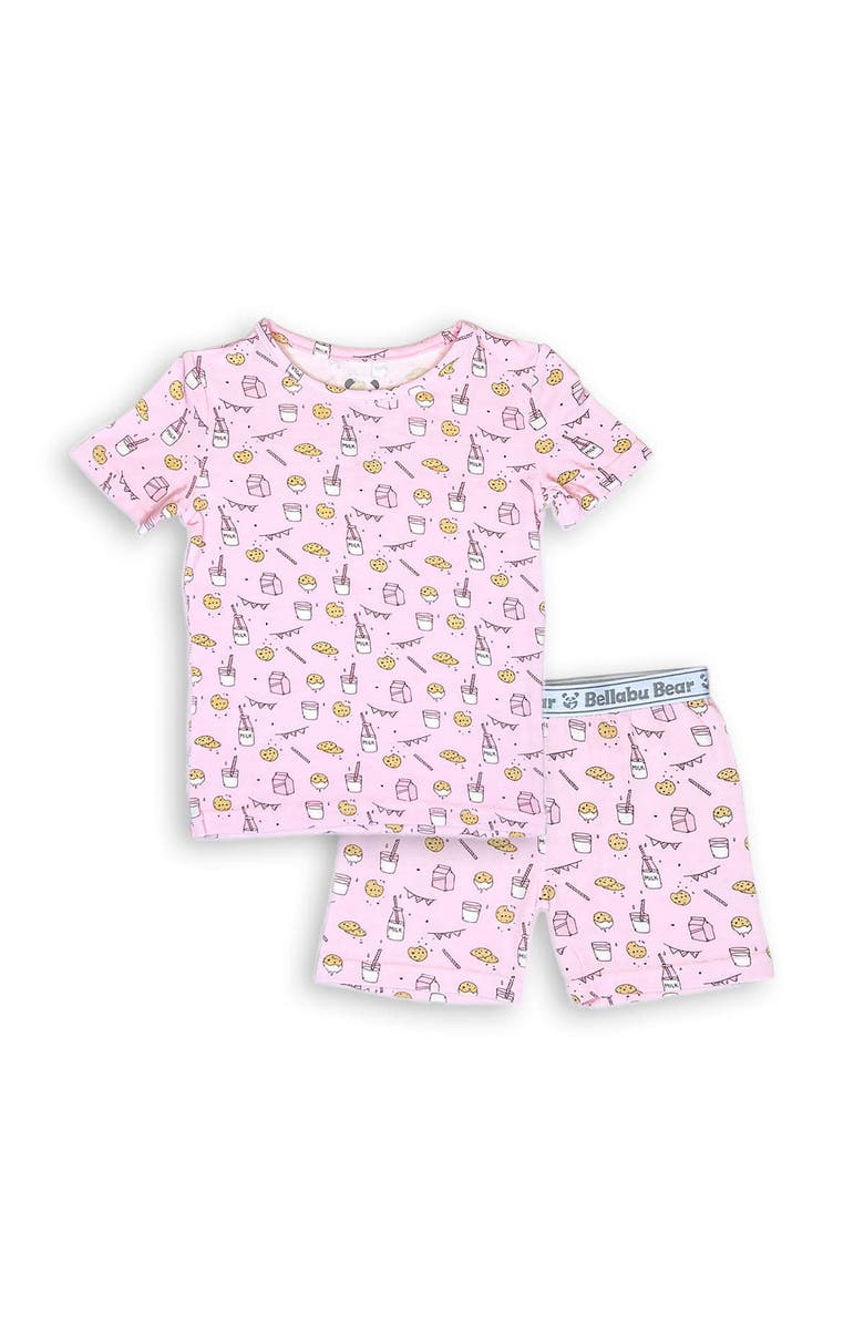 Bellabu Bear Pink Milk & Cookies Kids 2-Piece Short Sleeve & Shorts Pajama Set, Main, color, Pink Milk & Cookies