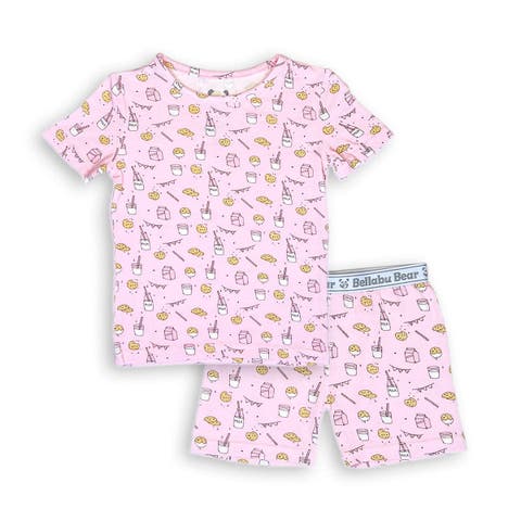 Pink Milk & Cookies Kids 2-Piece Short Sleeve & Shorts Pajama Set (Baby)