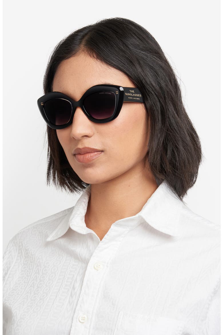 52mm Cat Eye Sunglasses, Alternate, color, CRYSTAL BLACK/ DARK GREY