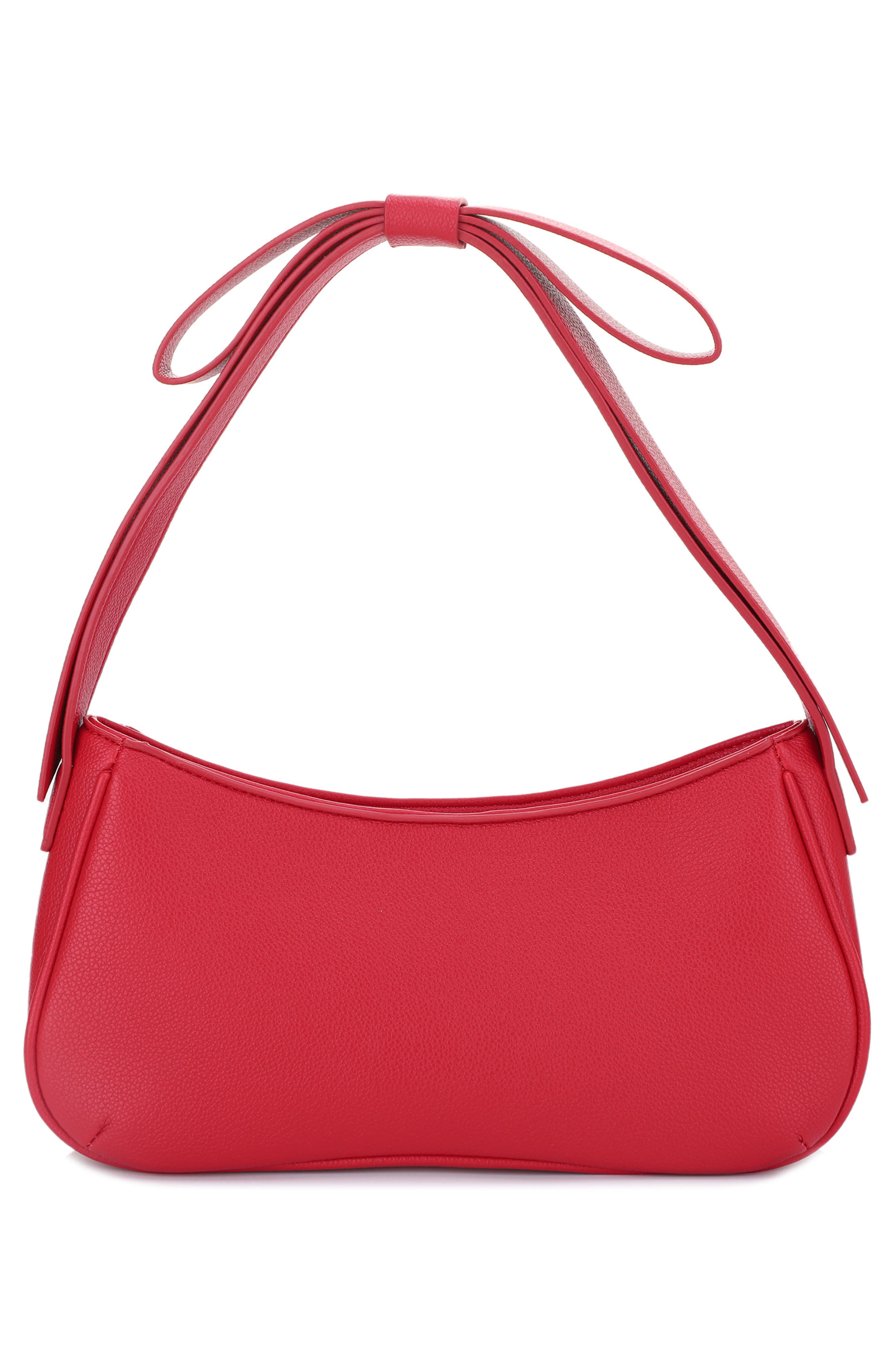 Mali + Lili Marissa Bow Recycled Vegan Leather Shoulder Bag, Alternate, color, Red