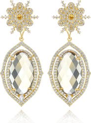 House of Frosted 14K Gold Plated Sterling Silver White Topaz & Citrine Floral Drop Earrings