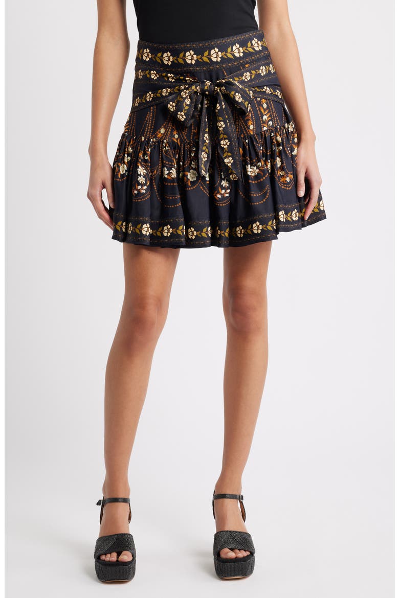 Garden Silhouette Miniskirt, Main, color, BLACK