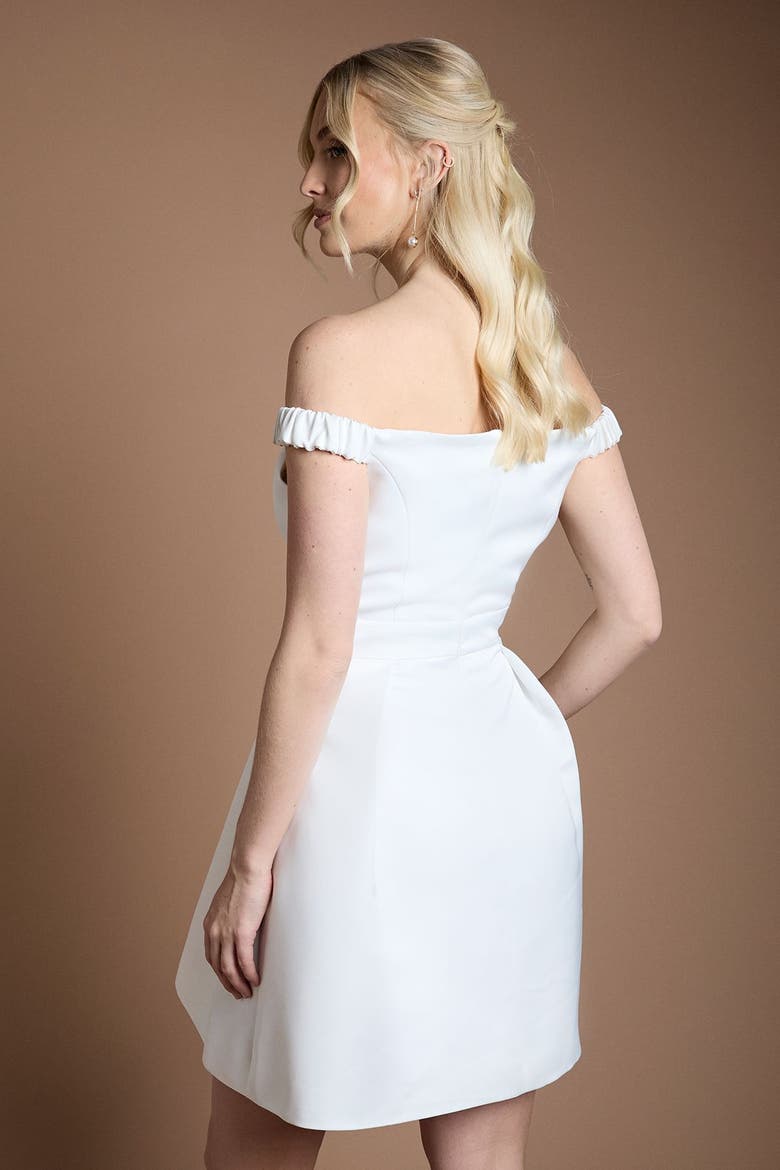 Bardot Bridal Mini Dress, Alternate, color, Ivory