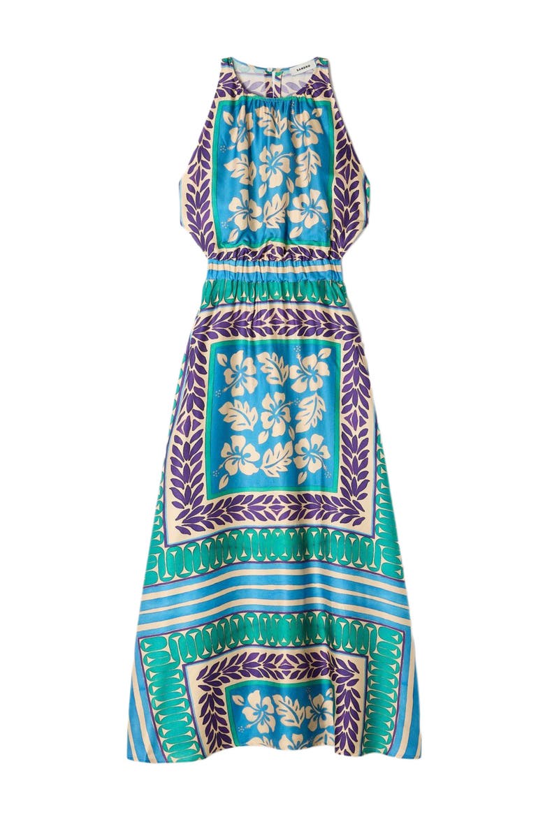 Floral print maxi dress, Alternate, color, Green / purple