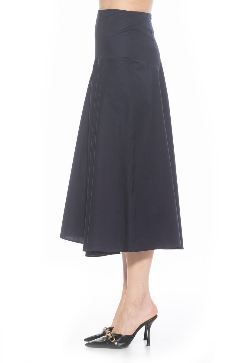Alexia Admor Hadley Stretch Cotton Midi Skirt, Alternate, color, Navy