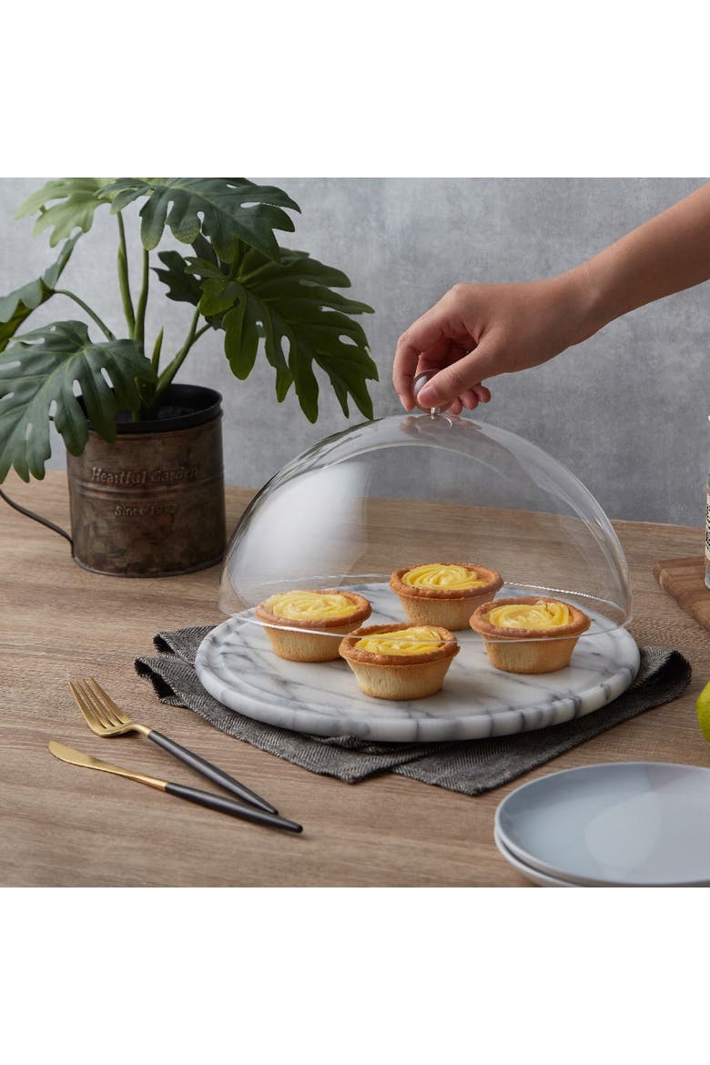 Artifacts Trading Company Marble Plate with Acrylic Dome, Alternate, color, White Matte