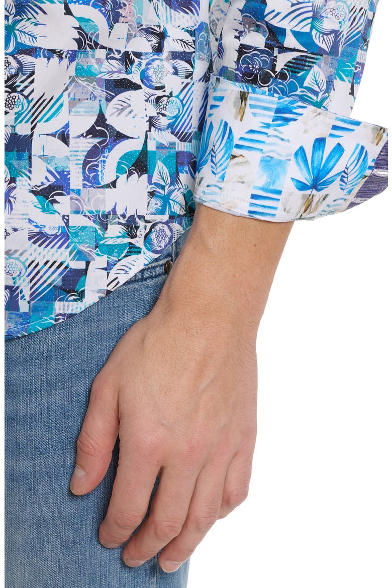Floral Checks Print Long Sleeve Shirt, Alternate, color, BLUE MULTI