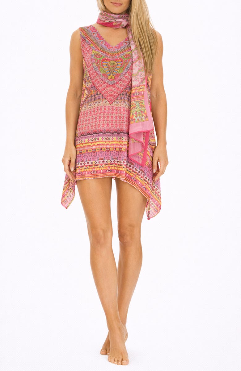 RANEES Print Poncho, Main, color, Pink