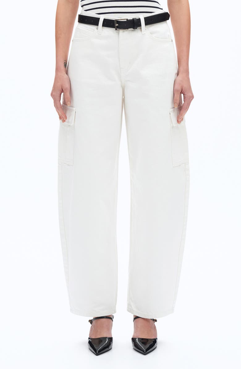 Bayeas Low Rise Barrel Cargo Jeans, Main, color, White