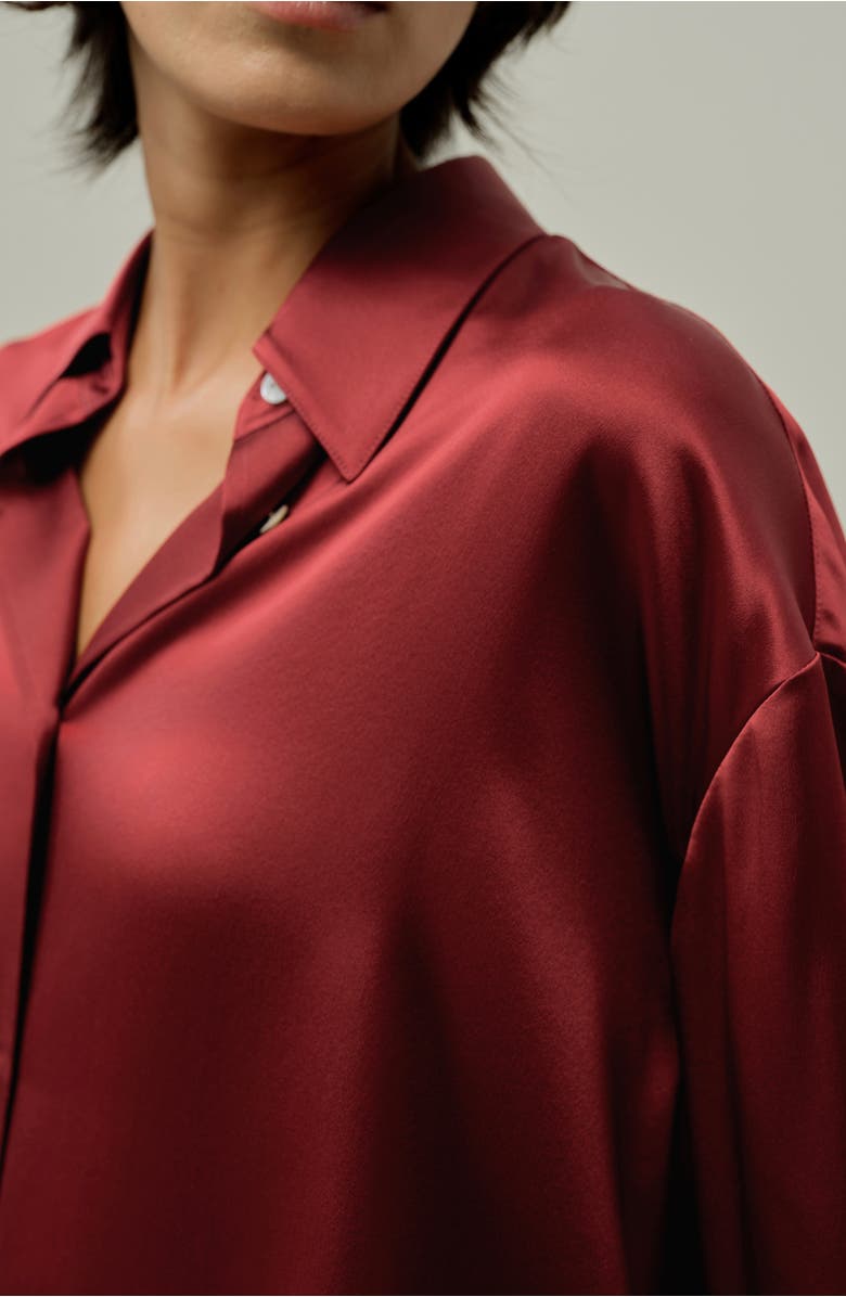 Lilysilk Scarlet Oversize Silk Shirt, Alternate, color, Scarlet