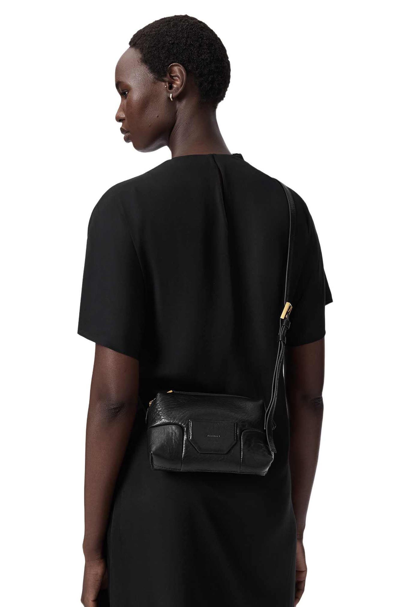 AllSaints Micro Ares Crossbody Bag, Alternate, color, Black