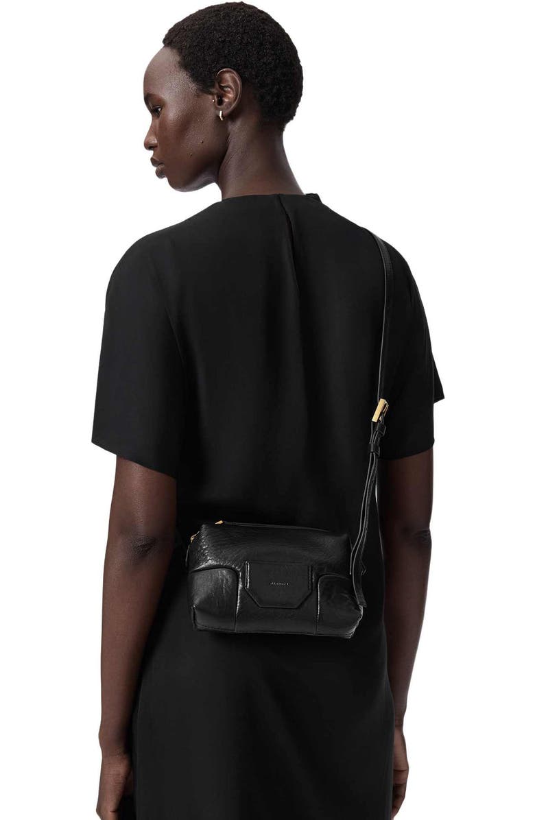 AllSaints Micro Ares Crossbody Bag, Alternate, color, Black