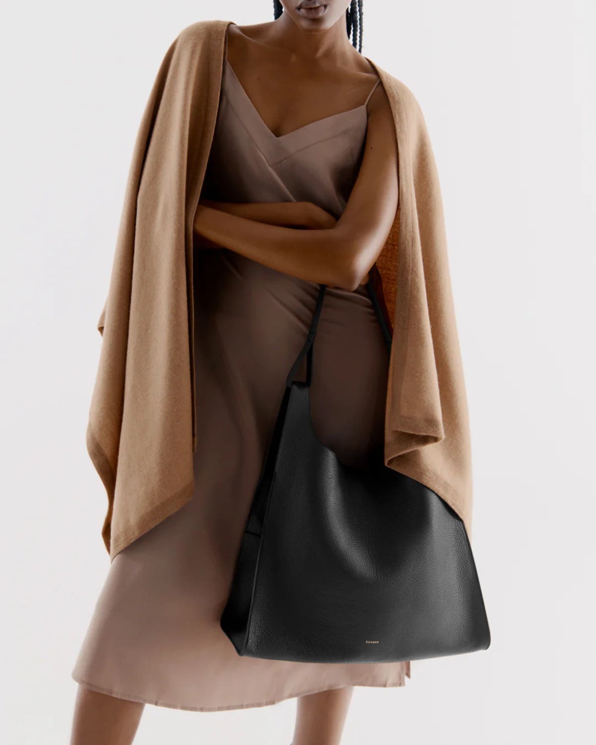 Cuyana Oversized Double Loop Bag, Alternate, color, Black