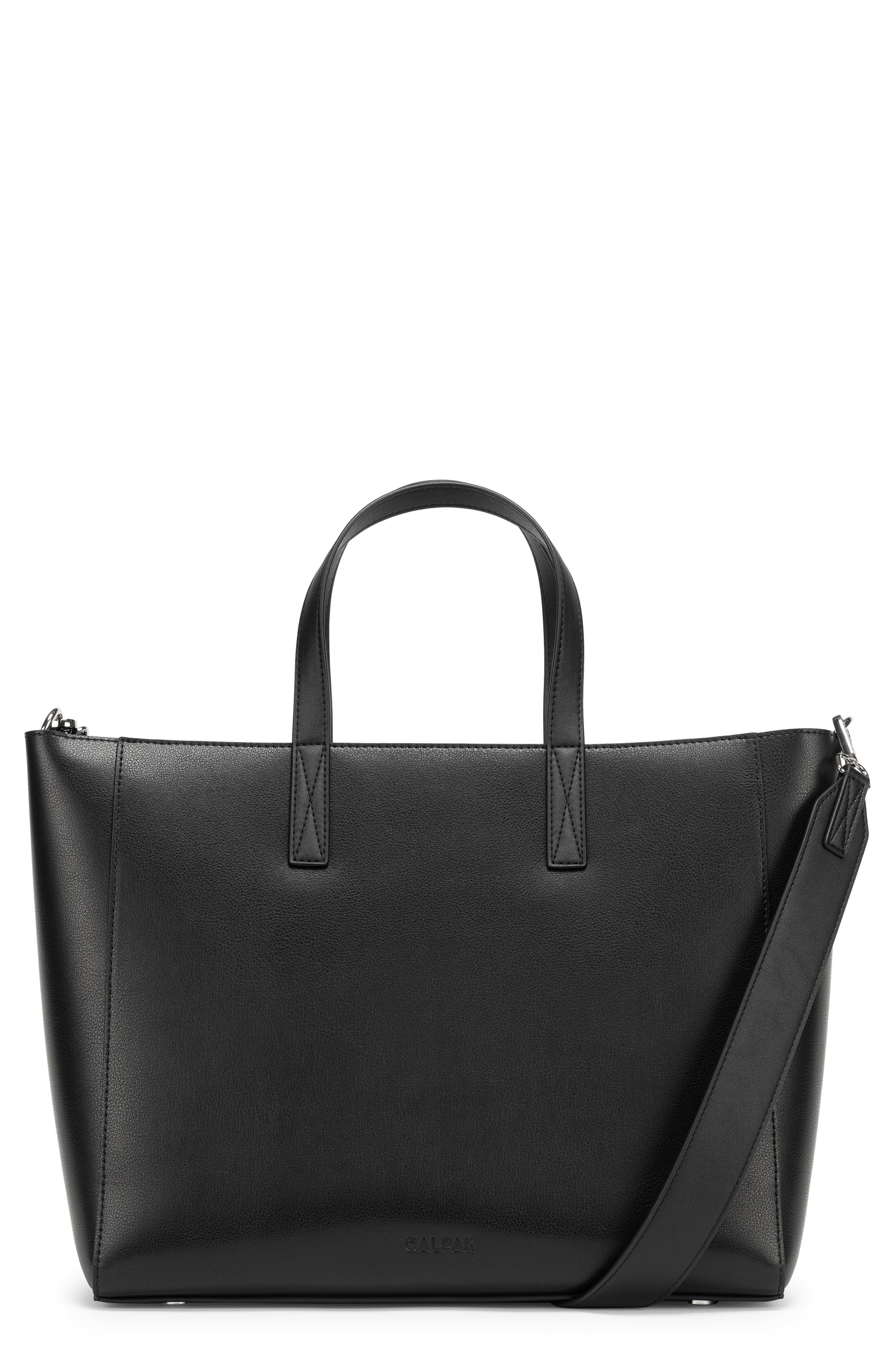 Haven Faux Leather 16-Inch Laptop Tote, Main, color, BLACK