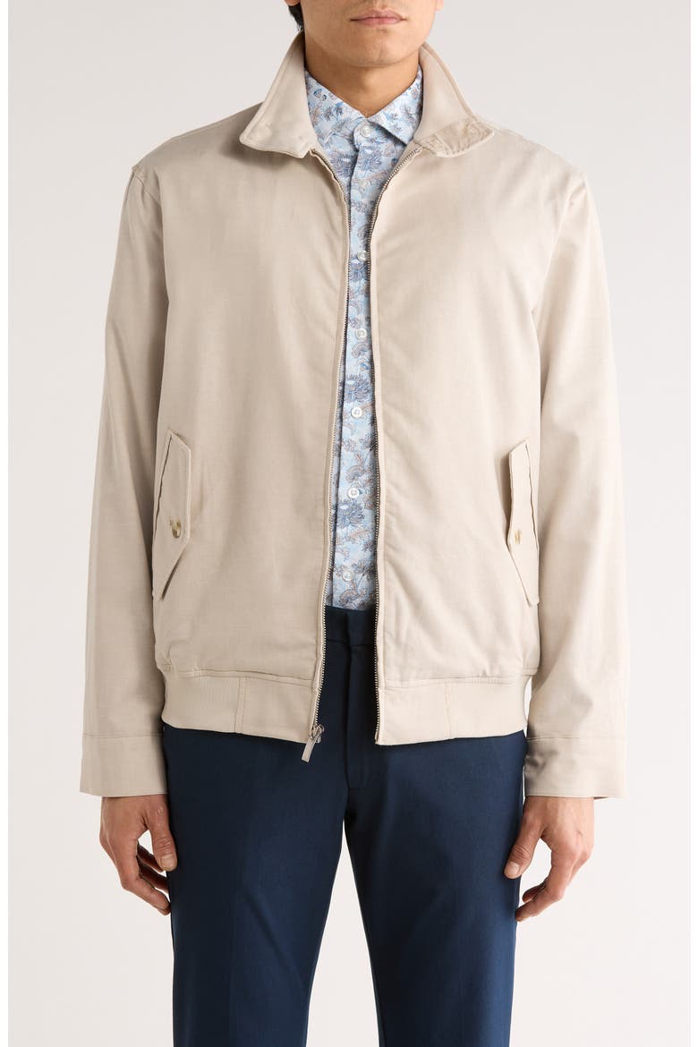 Harrington Stretch Cotton & Linen Jacket, Main, color, GREY MOONBEAM