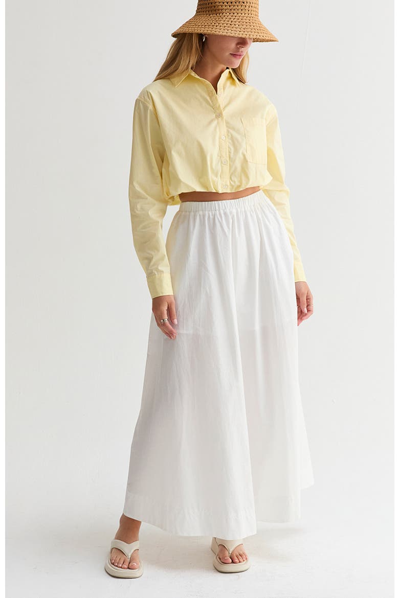 Gathered Poplin Maxi Skirt, Alternate, color, White