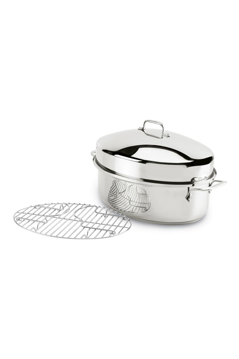 10-Quart Covered Oval Roaster & Lid, Alternate, color, SILVER
