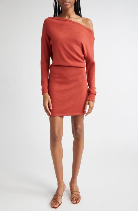 Chance One-Shoulder Long Sleeve Wool Sweater Minidress