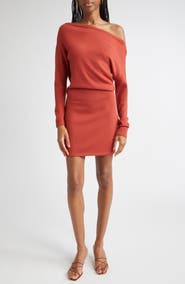 Ramy Brook Chance One-Shoulder Long Sleeve Wool Sweater Minidress