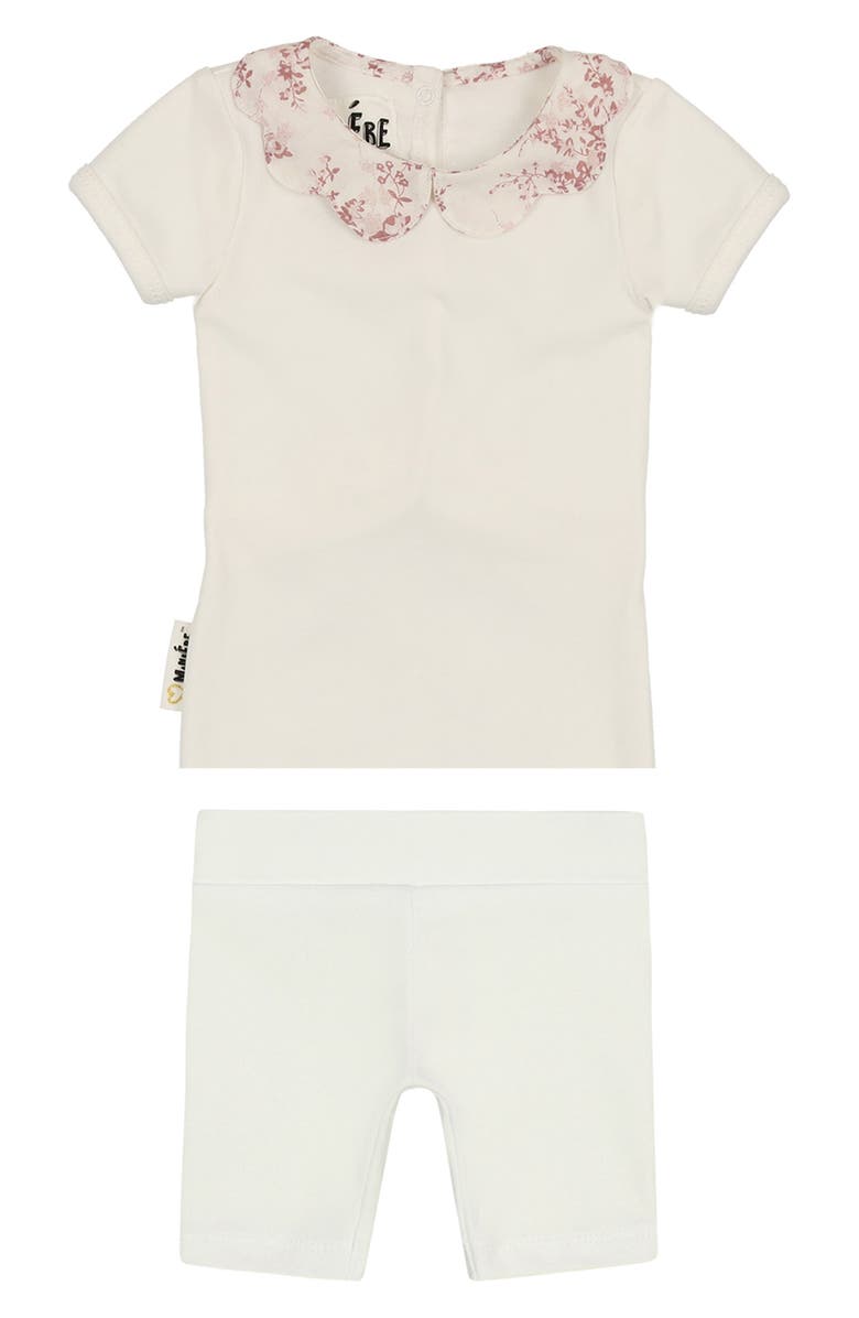Manière Kids' Scalloped Collar Top & Pants Set, Main, color, White/Blush