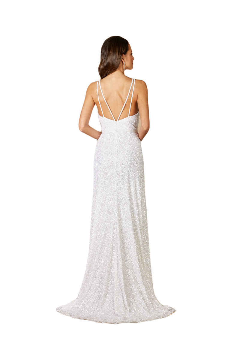 LARA New York Greenley Sleeveless Beaded Wedding Dress, Alternate, color, Ivory