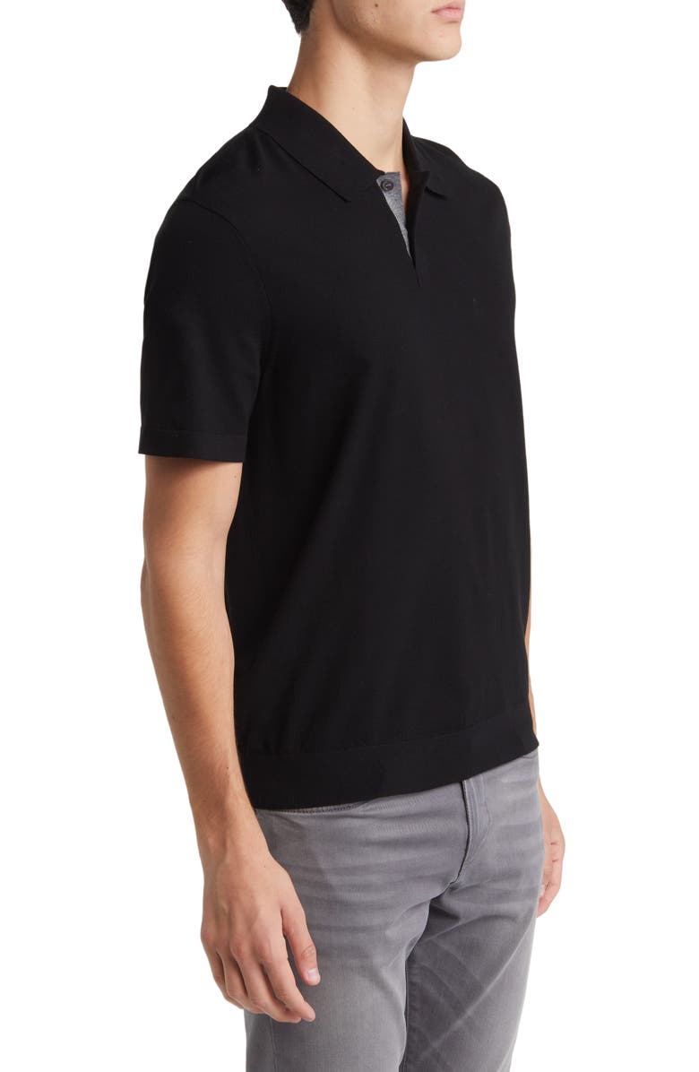 Theory Goris Solid Polo, Alternate, color, Black/ Grey Heather - A2j