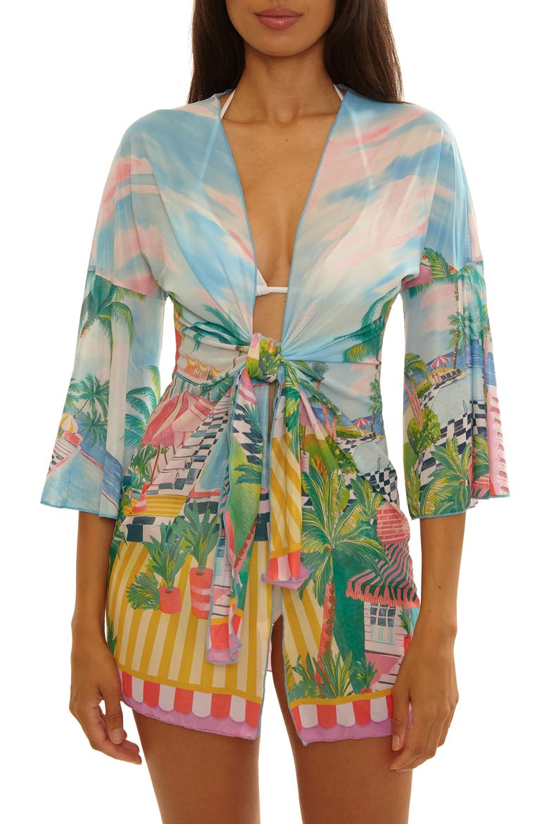 Miami Beach Cover-Up Tunic, Main, color, BLUE MULTI