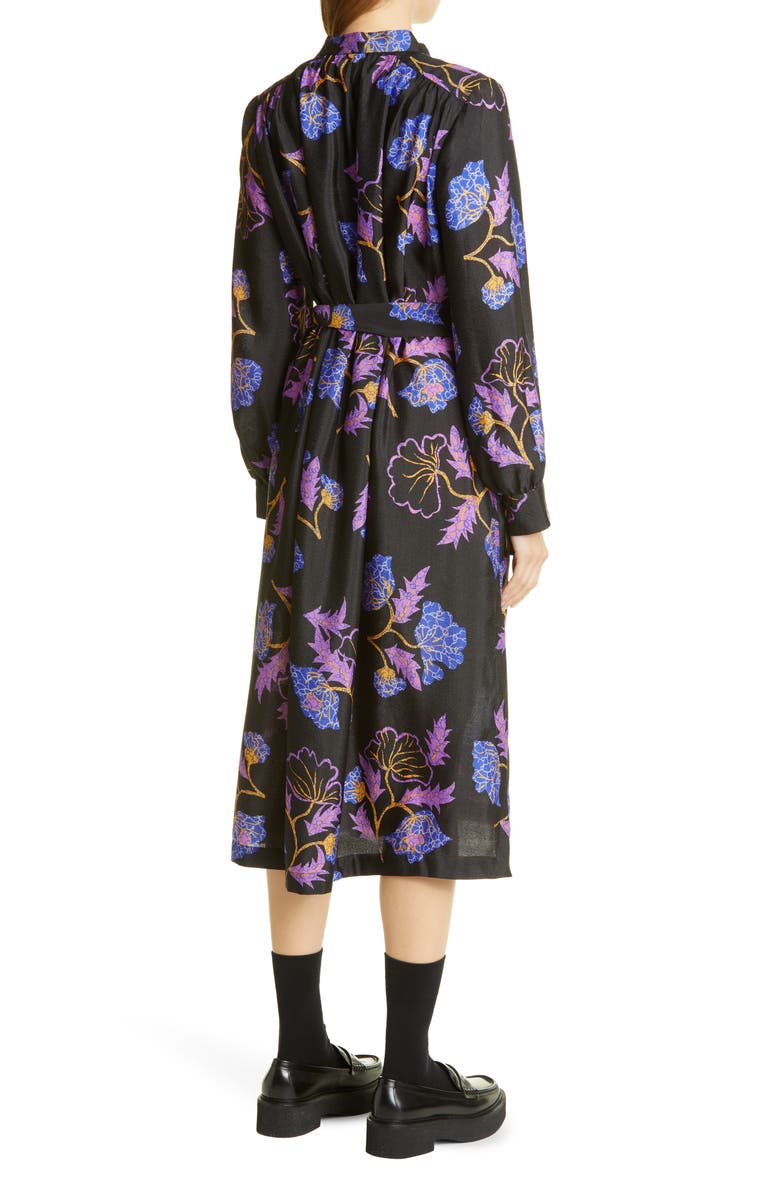 Baum und Pferdgarten Aradin Floral Print Long Sleeve Midi Dress, Alternate, color, 