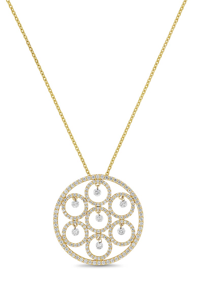18K Gold Liora Natural Dancing Diamond Medallion Pendant Necklace, Main, color, 18K YELLOW GOLD