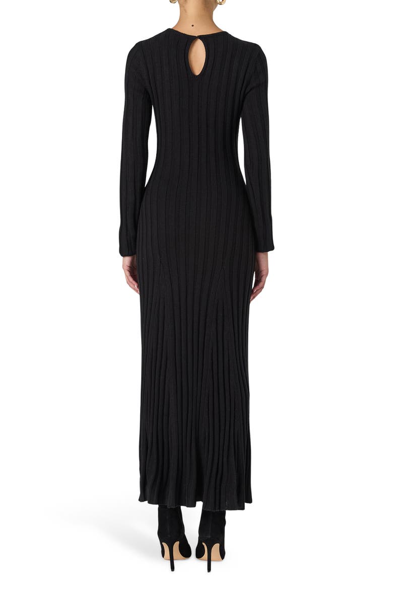Long Sleeve Rib Maxi Sweater Dress, Alternate, color, BLACK