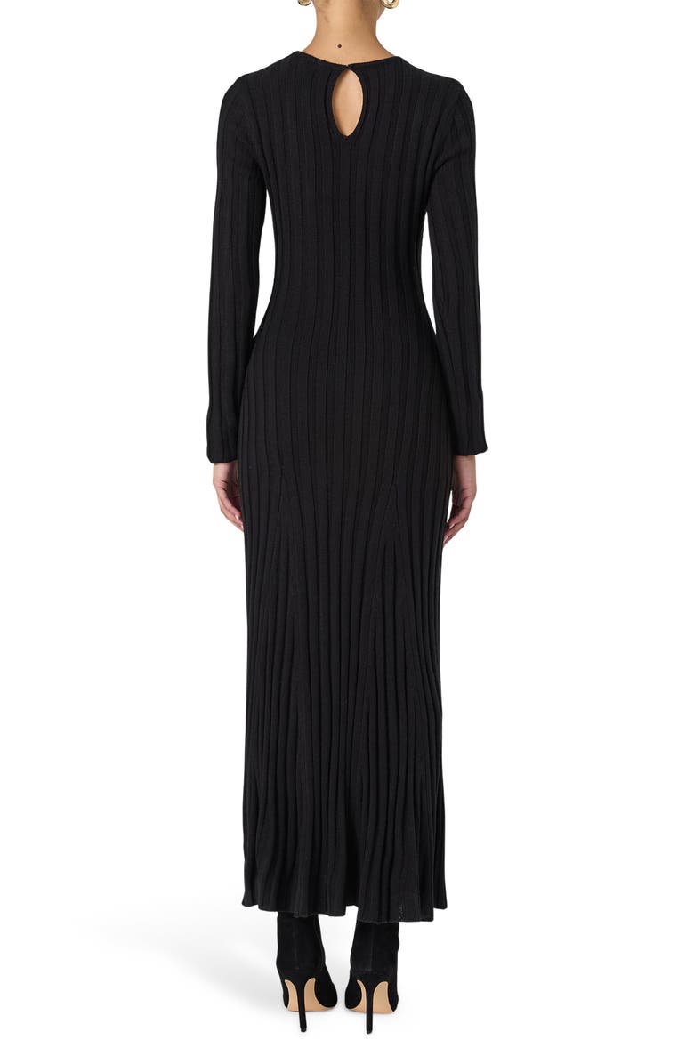 French Connection Long Sleeve Rib Maxi Sweater Dress, Alternate, color, Black