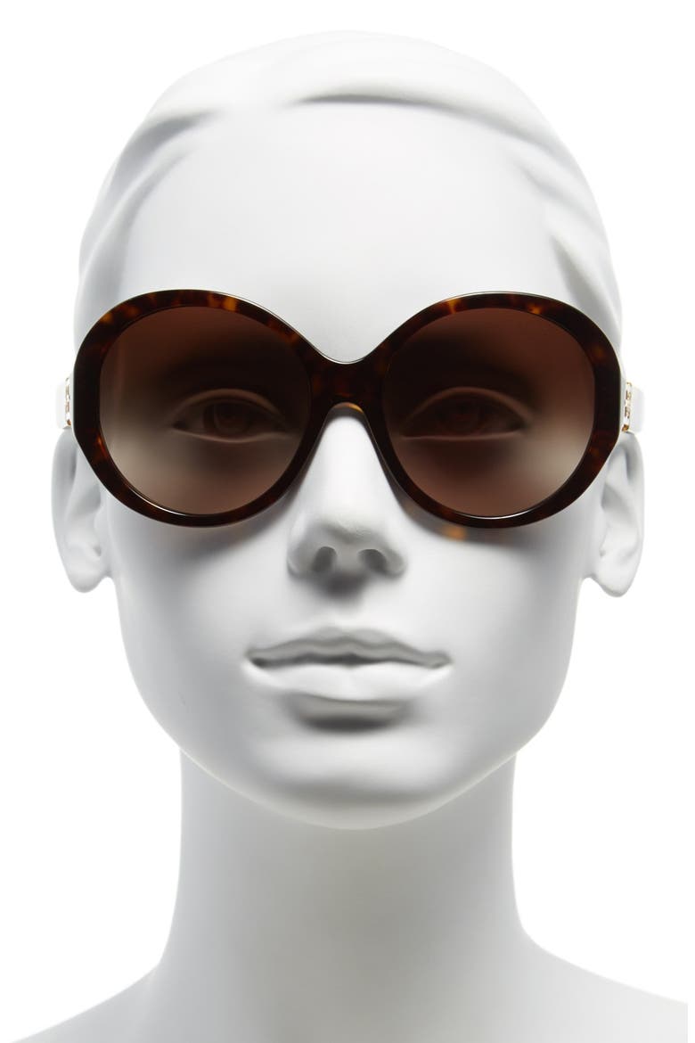56mm Round Sunglasses, Alternate, color, DARK TORTOISE