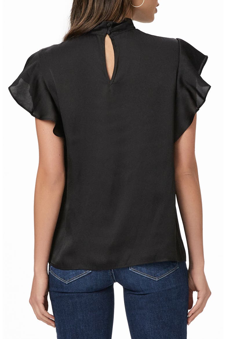 Darra Flutter Sleeve Satin Top, Alternate, color, BLACK
