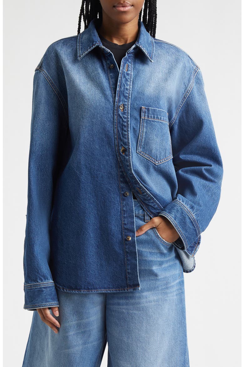 Debbie Real Blue Cotton Denim Shirt, Main, color, REAL BLUE