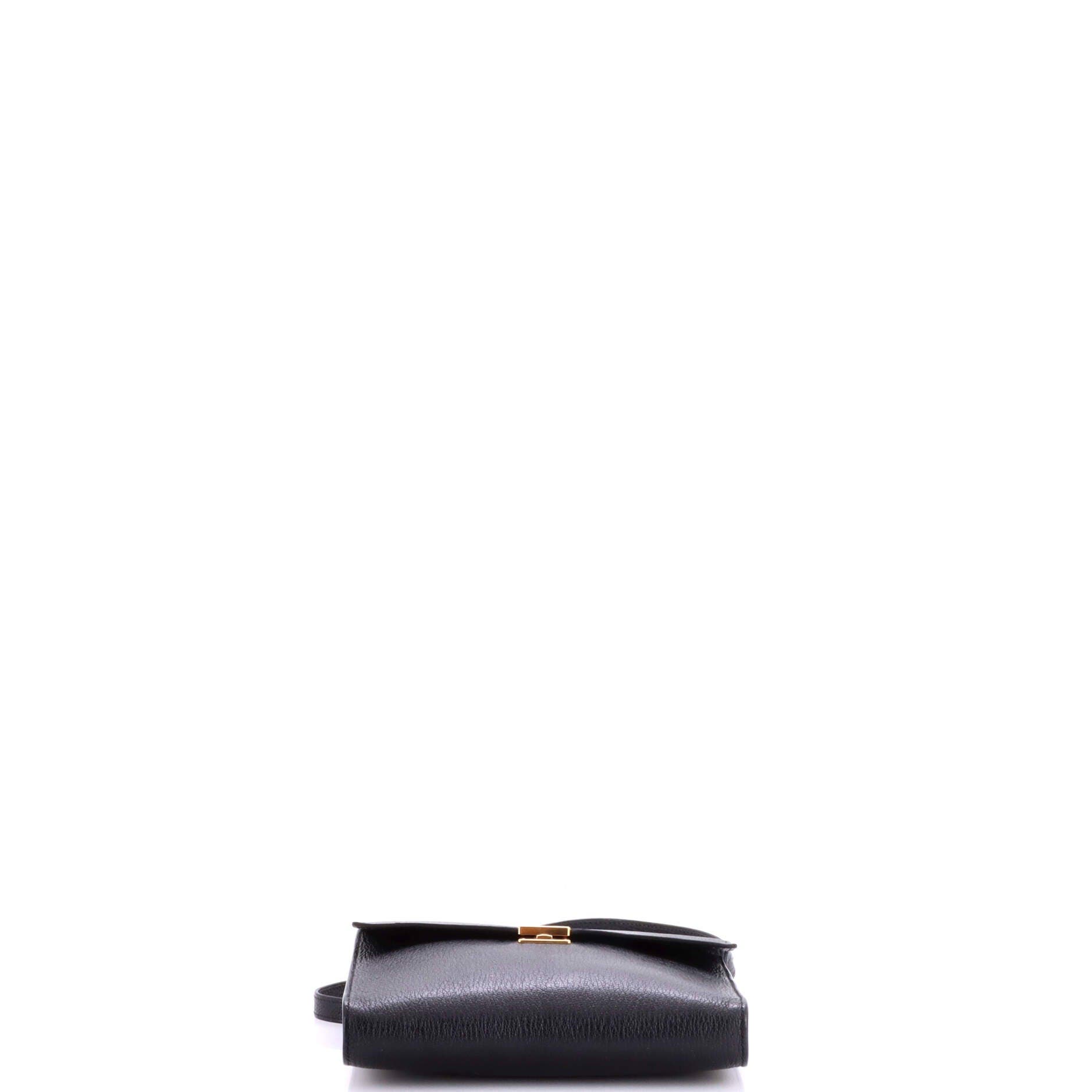 Pre-Owned Hermes Clic Wallet on Strap Chevre Mysore 16, Alternate, color, Noir