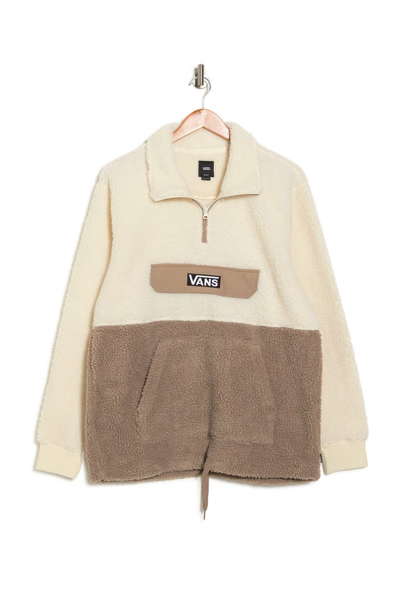 Redmont Quarter Zip Faux Shearling Pullover, Alternate, color, DESERT TAUPE/ ANTIQUE WHT