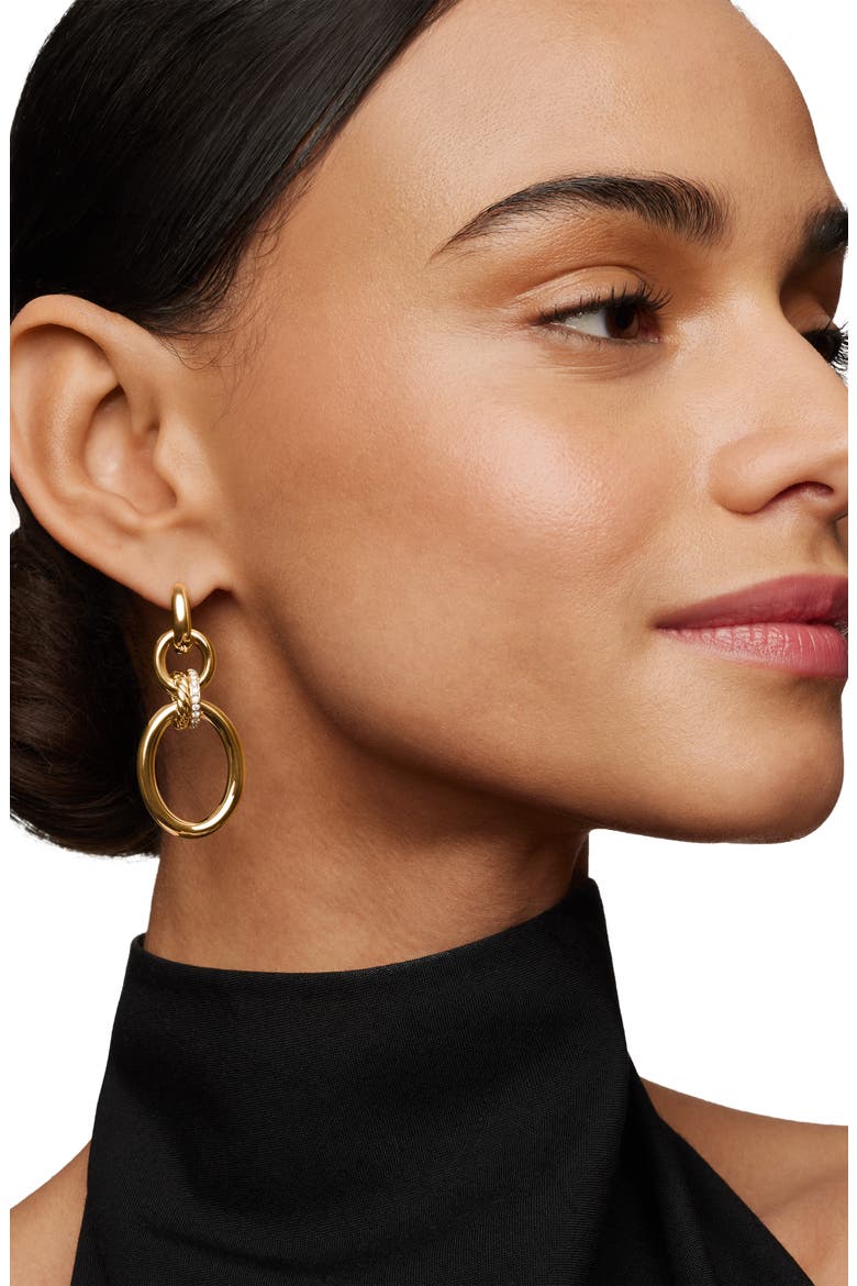 Mercer™ Frontal Hoop Earrings, Alternate, color, 18K YELLOW GOLD/ DIAMOND