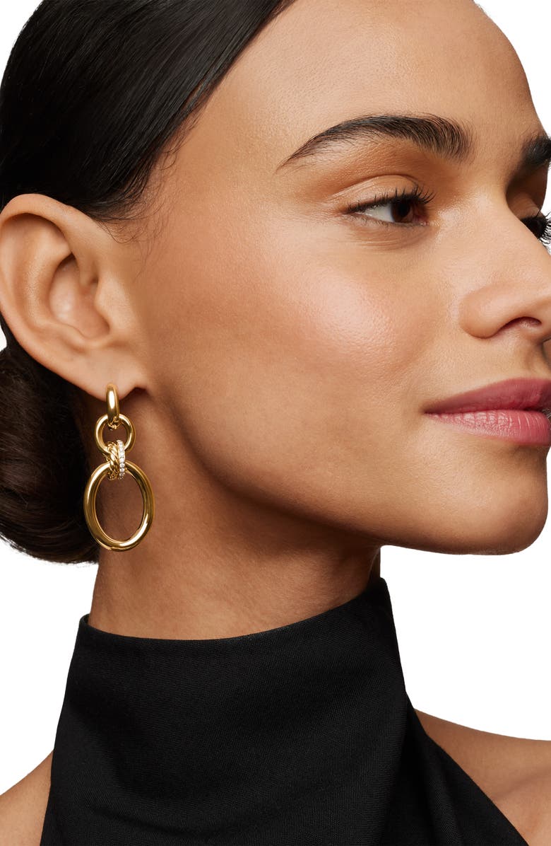 David Yurman Mercer<sup>™</sup> Frontal Hoop Earrings, Alternate, color, 18K Yellow Gold/ Diamond