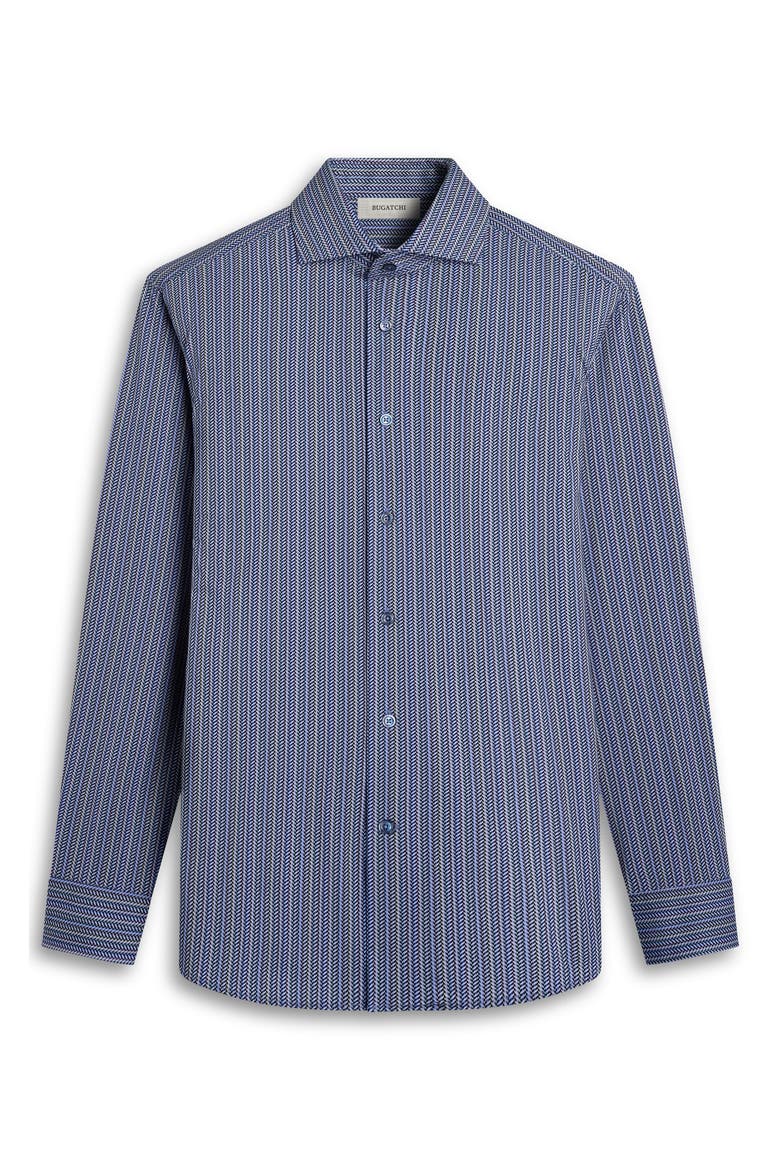 Devon OoohCotton® Chevron Illusion Print Button-Up Shirt, Alternate, color, AIR BLUE