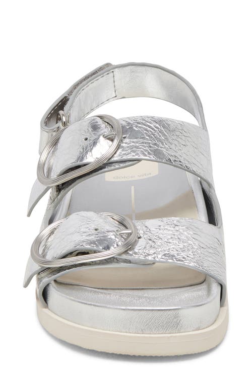 Dolce Vita Starla Platform Sandal In Silver Distressed Leather