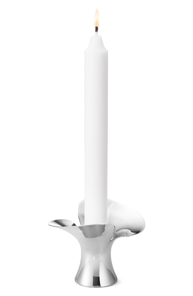 Georg Jensen Bloom Set of 2 Taper Candleholders, Alternate, color, Stainless Steel